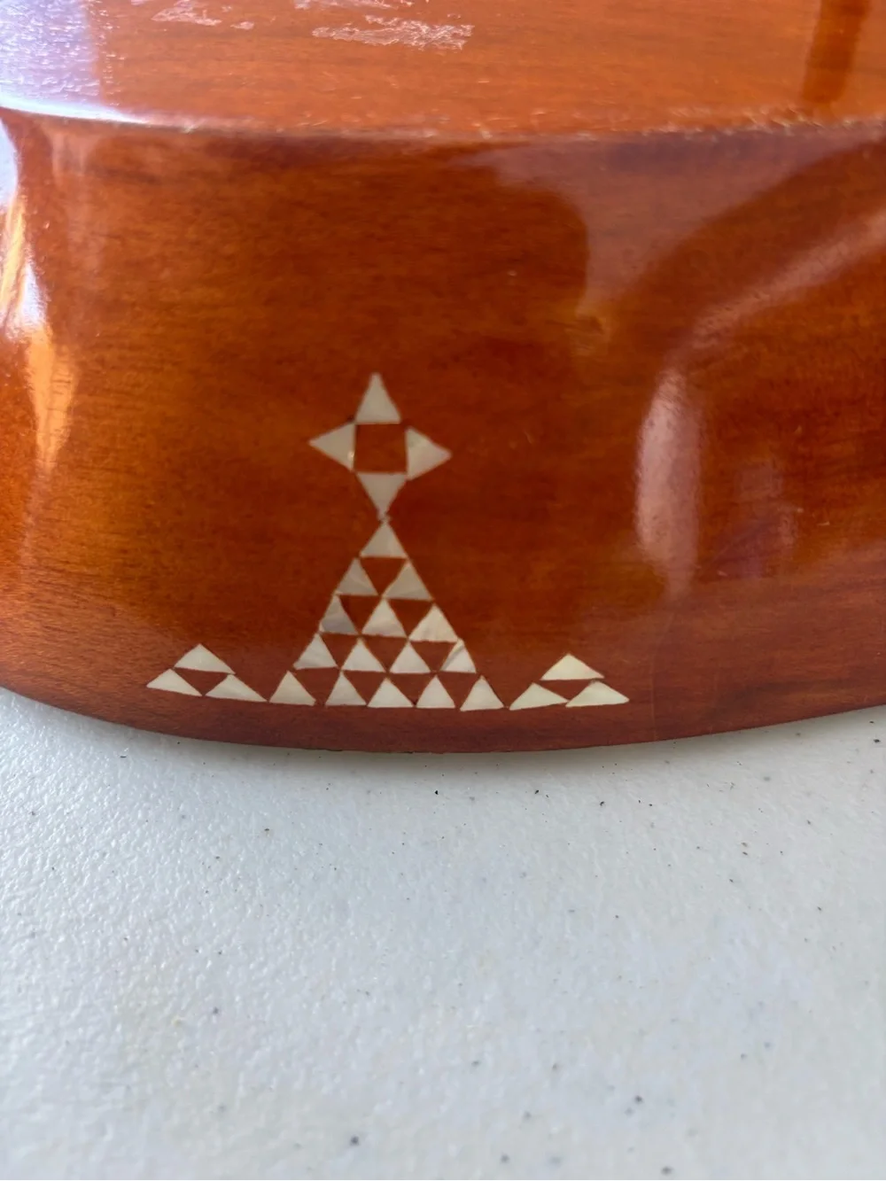 Hand Carved Wooden Bowl Mother of Pearl Inlay Animal Motif Tribal South Africa?